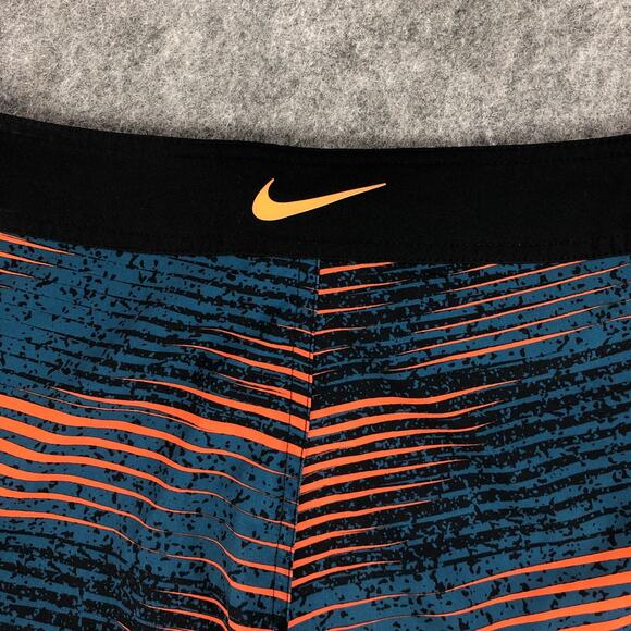 Nike Mens Board Shorts 36 Blue Orange Striped Drawstring Closure Swim Trunks - Picture 5 of 12